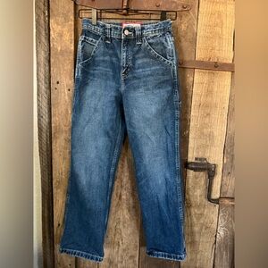 Old Navy Boys Size 12 Reg Painter Carpenter Jeans Denim Dark Wash Adjustable